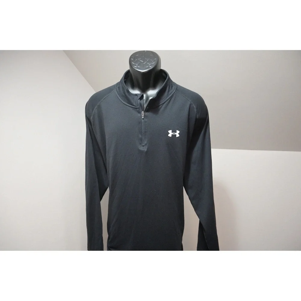 Under Armour Pullover Jacket Mens 3XL Black HeatGear 1/4 Zip Long Sleeve